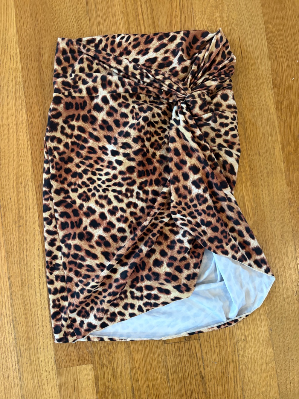 Monday Swimwear Leopard Print Wrap Mini Skirt - Brown/Tan/Black